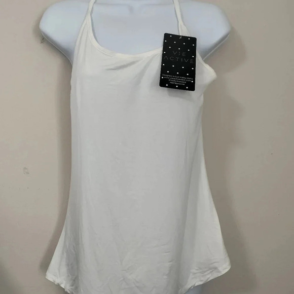 Vie Active Size Small Off White Spaghetti Strap Stretchy Tank Top NWT - Picture 1 of 7